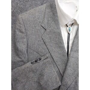 Ranch & Town Blazer Mens 48 Regular Gray Western Wool Silk Blend Yoke Sport coat